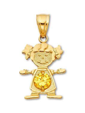 14k Solid Gold November Birthstone Girl Charm By Tehrani Jewelry